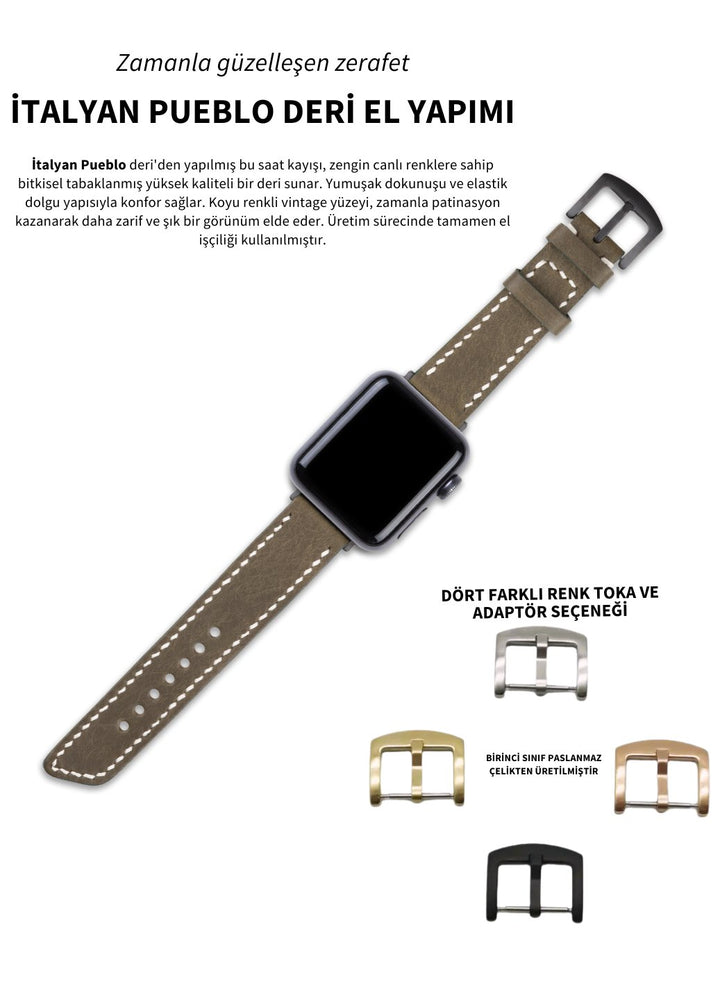 Apple Watch Deri Kordon Yeşil - Pueblo