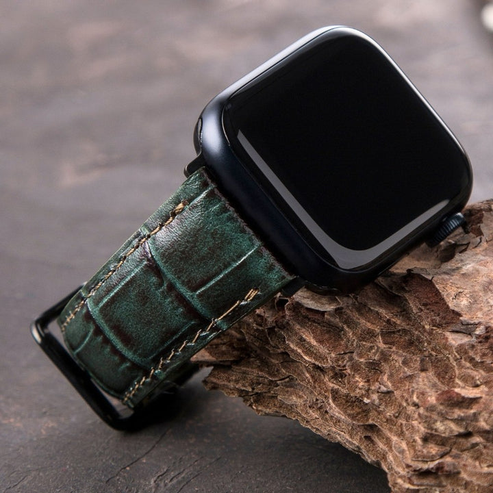 Apple Watch Deri Kordon Yeşil - Croco
