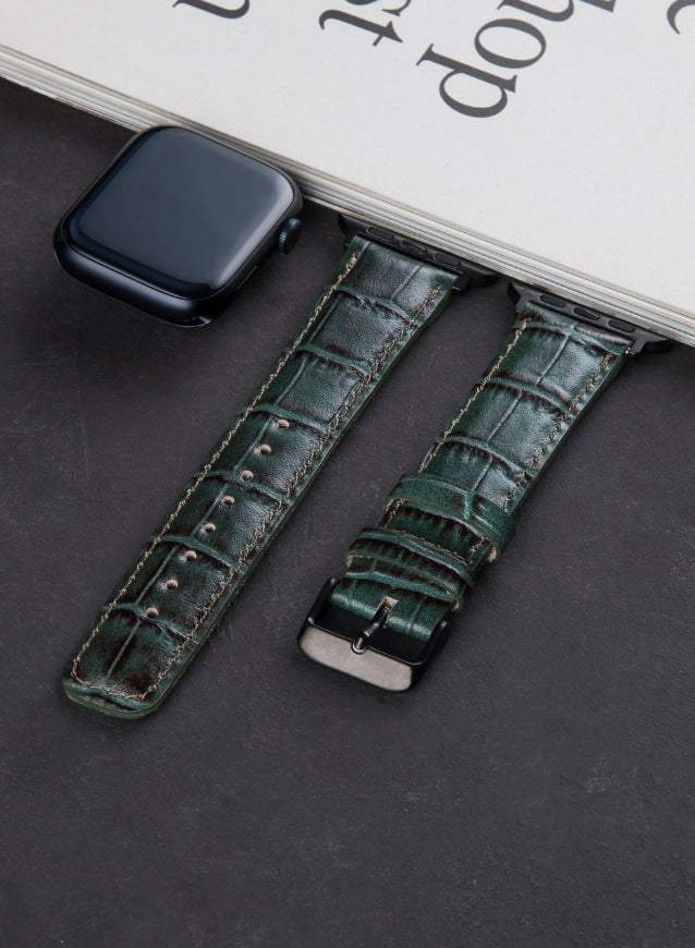 Apple Watch Deri Kordon Yeşil - Croco