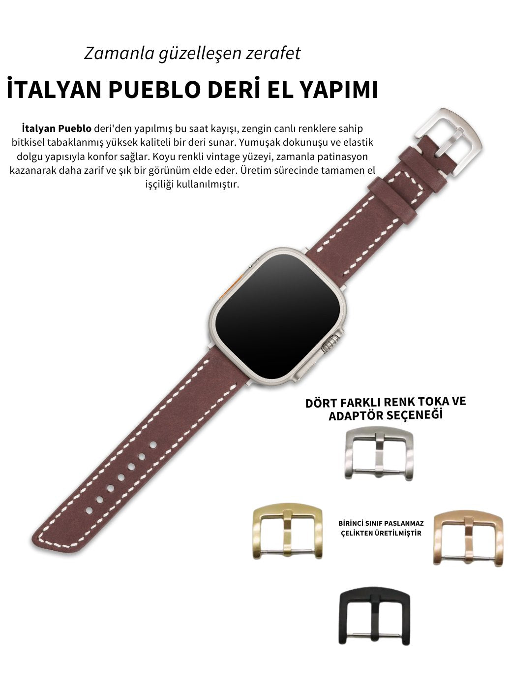 Apple Watch Deri Kordon Kahve - Pueblo