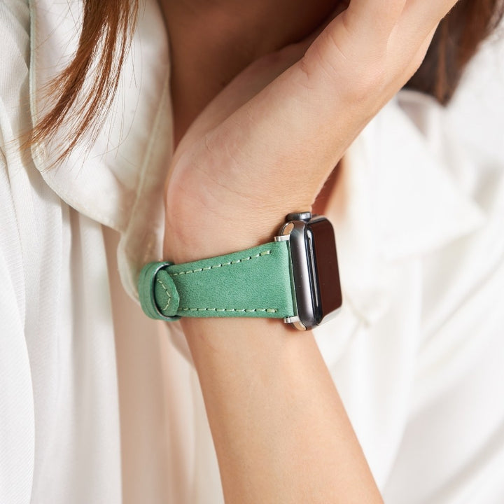 Apple Watch Kadın Deri Kordon Yeşil - Kamhis