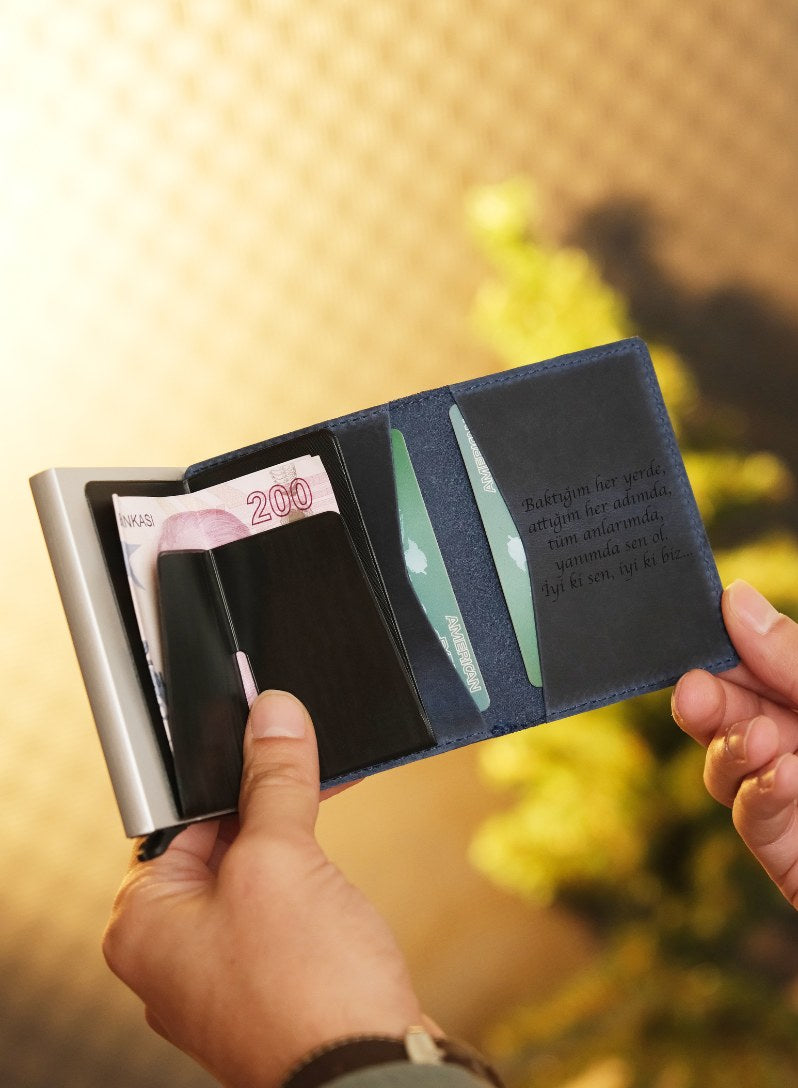 Kişiselleştirilebilir Miniwallet Cüzdan Kartlık - Mavi