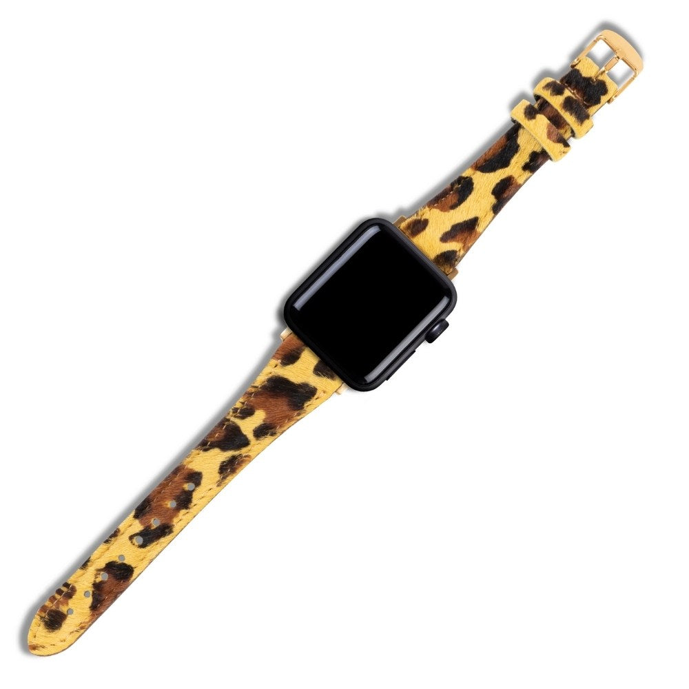 Apple Watch Kadın  Deri Kordon Sarı Leopar - Vadiva - vagave