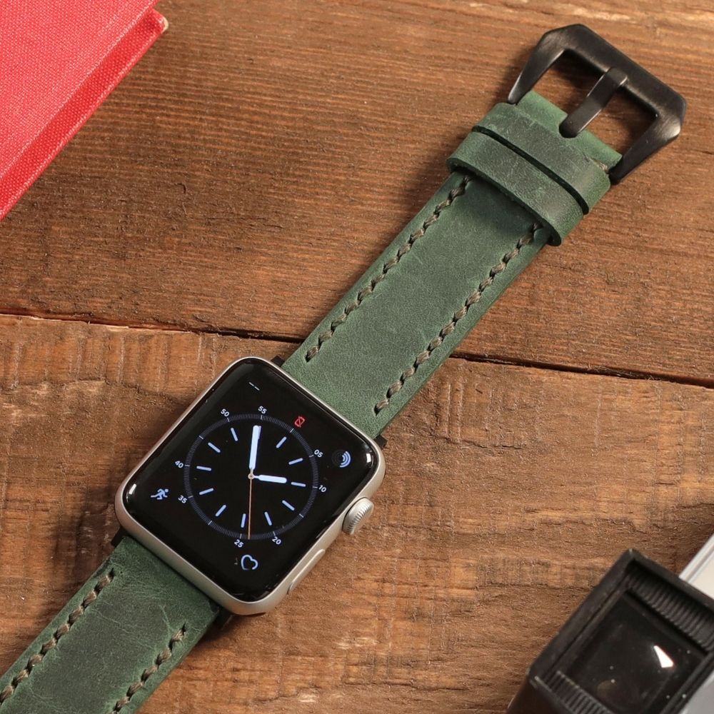 Apple Watch Deri Kordon Yeşil - Berdik