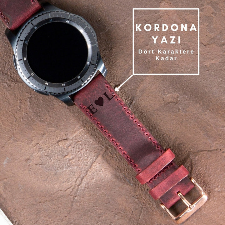 Samsung Watch  Deri Kordon Bordo - Crazy - vagave