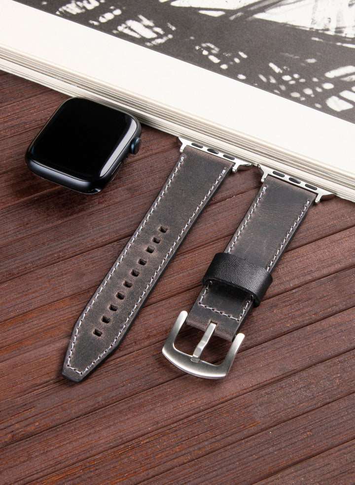 Apple Watch Deri Kordon Gri - Dissam