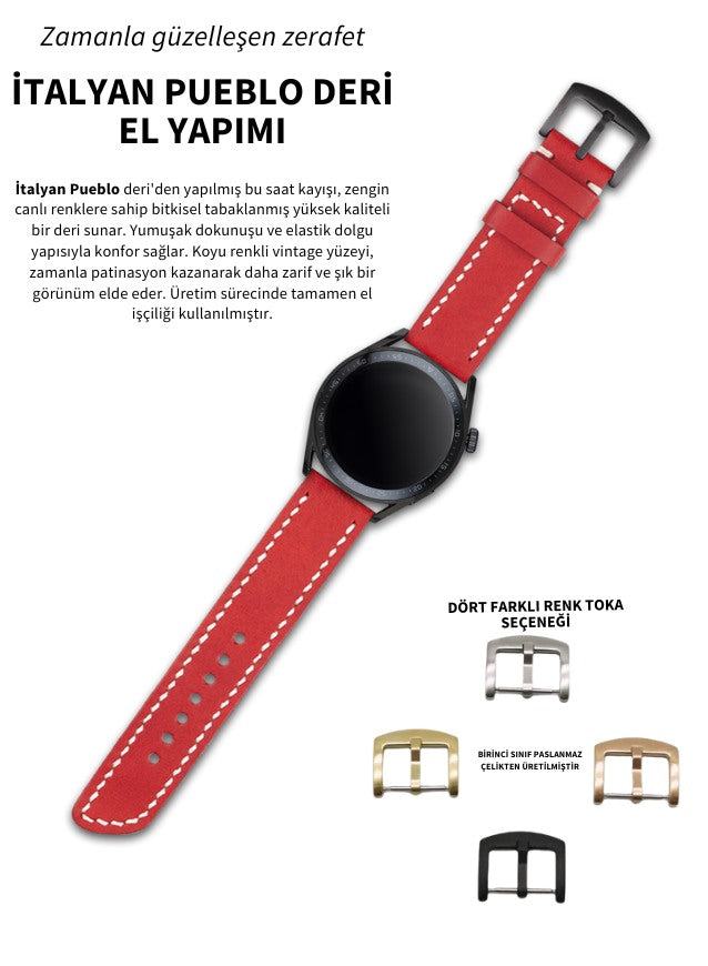 Samsung Watch  Deri Kordon Kırmızı - Pueblo