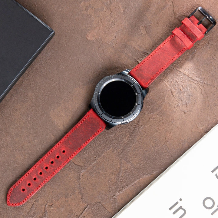 Samsung Watch  Deri Kordon Kırmızı - Crazy