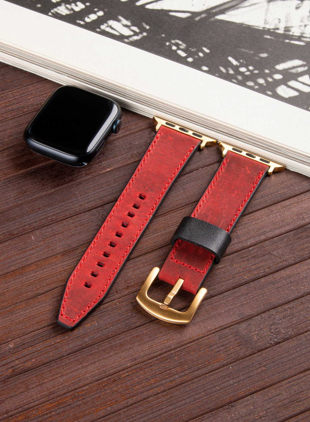 Apple Watch Deri Kordon Kırmızı - Dissam