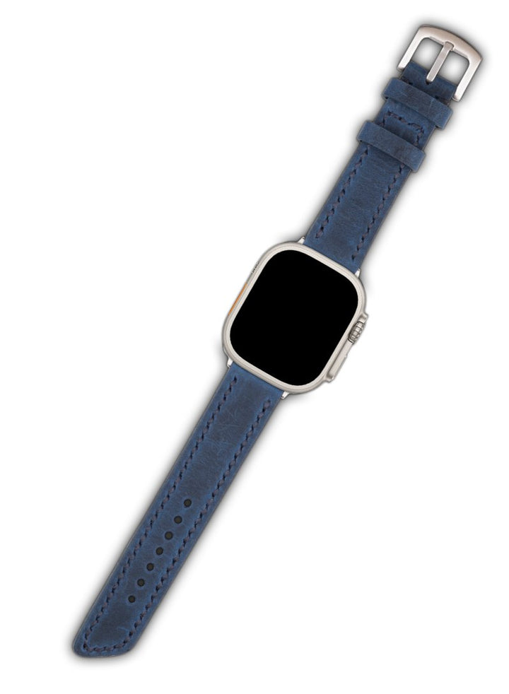 Apple Watch Deri Kordon Mavi - Berdik