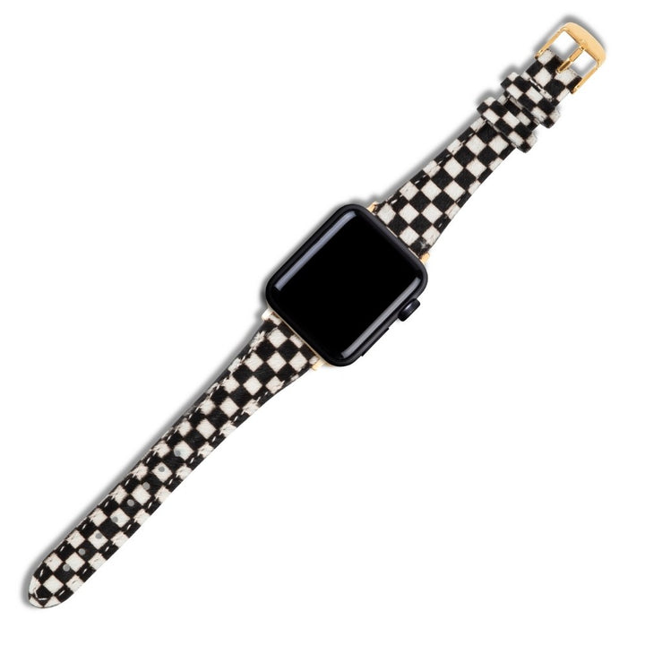 Apple Watch Kadın  Deri Kordon Beyaz Dama - Vadiva