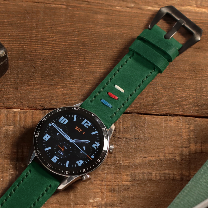 Samsung Watch Deri Kordon  Yeşil - Oval Üçip