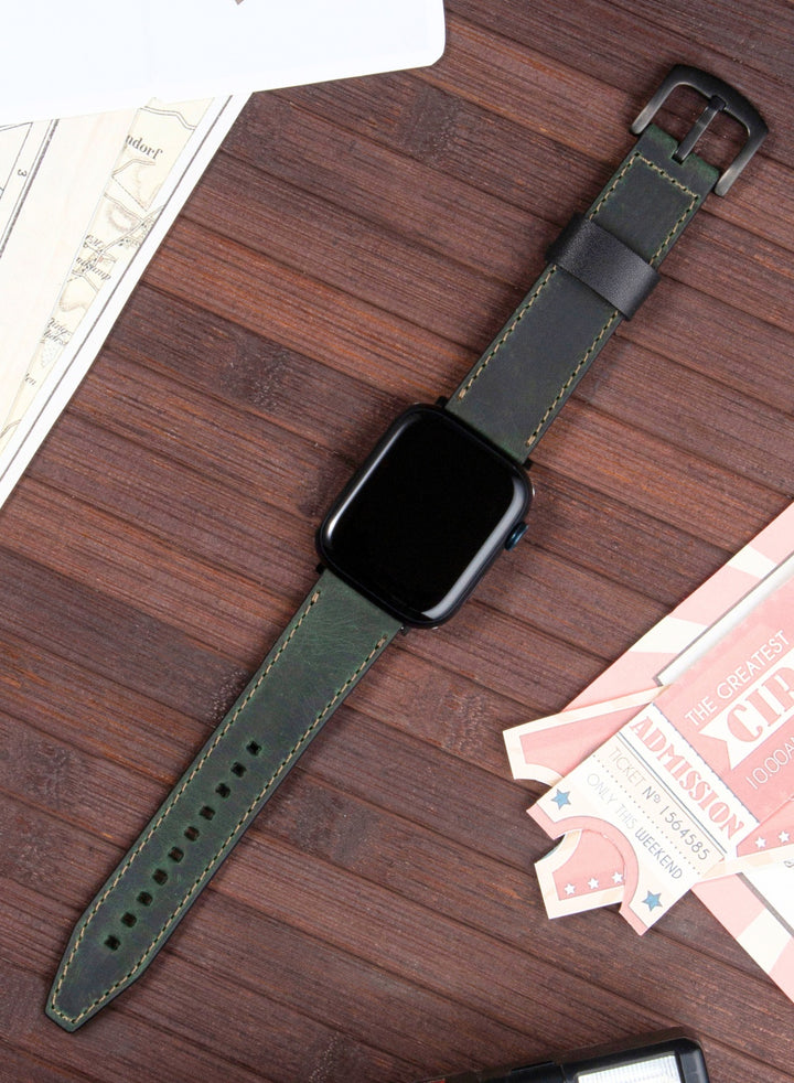 Apple Watch Deri Kordon Yeşil - Dissam