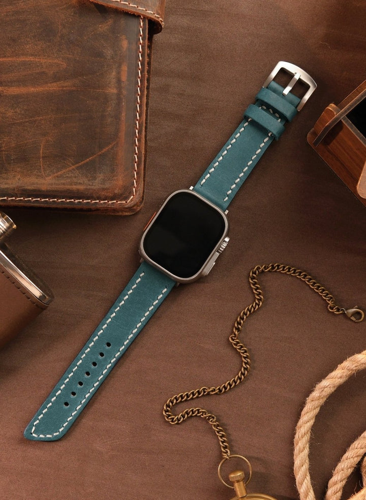 Apple Watch Deri Kordon Mavi - Pueblo