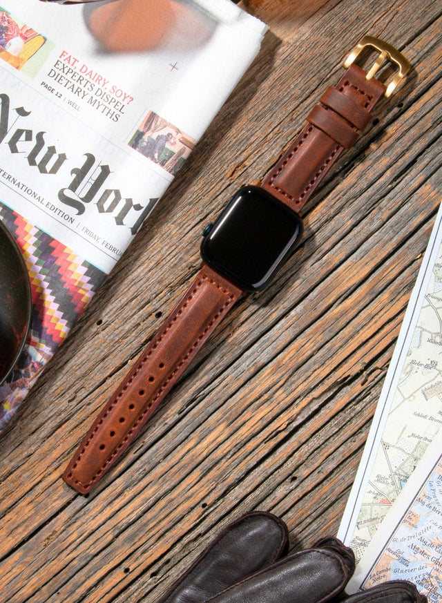 Apple Watch Deri Kordon Kahve - SamCrazy