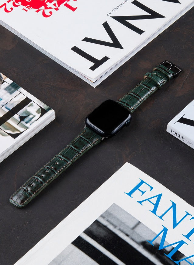 Apple Watch Deri Kordon Yeşil - Croco