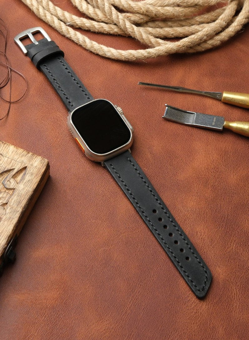 Apple Watch Deri Kordon Siyah - Berdik