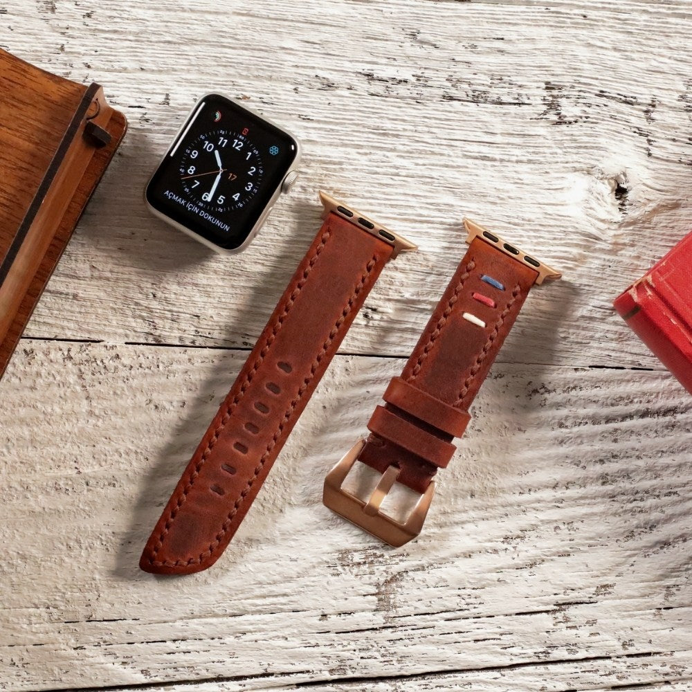 Apple Watch Deri Kordon Taba - Üç İp