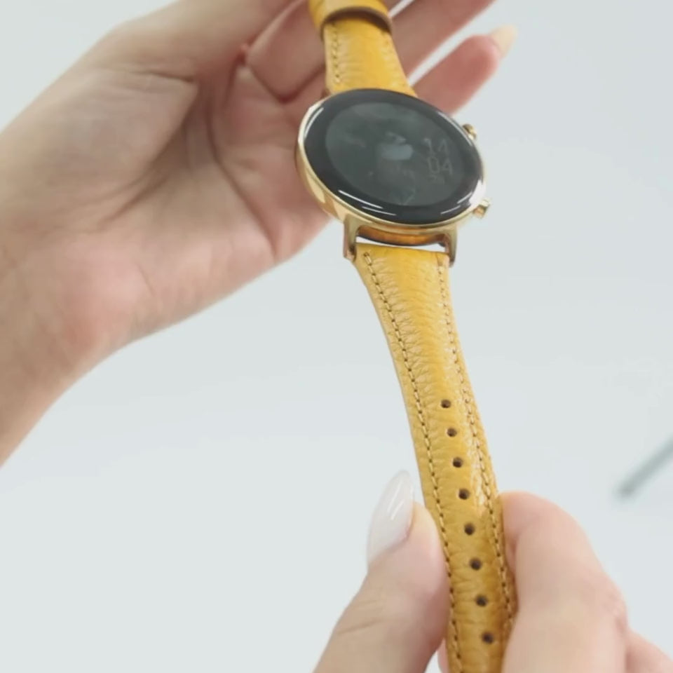 Samsung Watch Kadın Deri Kordon Sarı - Pupi